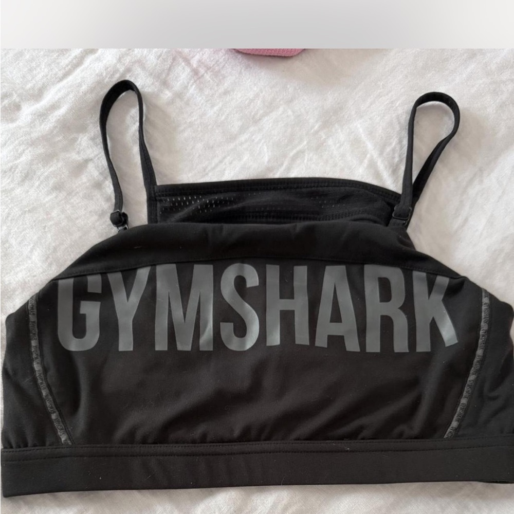 Gymshark Black Women's Strappy Swim Bikini Top with Logo